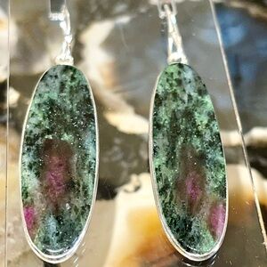 Ruby Zoisite Earrings 2 1/4”